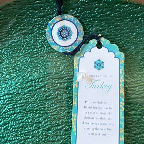 Artistic Accents Green Turkish Glass Charger Plate 13in Christmas Holiday New - Picture 9 of 11